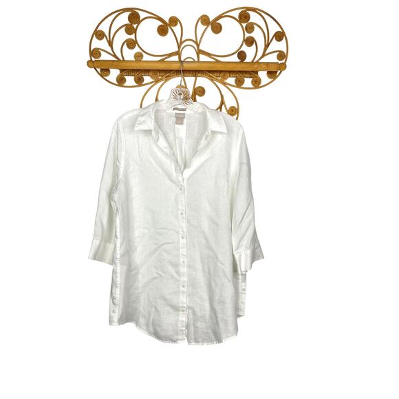 Chico's non-iron linen shirt button down M 8/10 - Picture 1 of 6